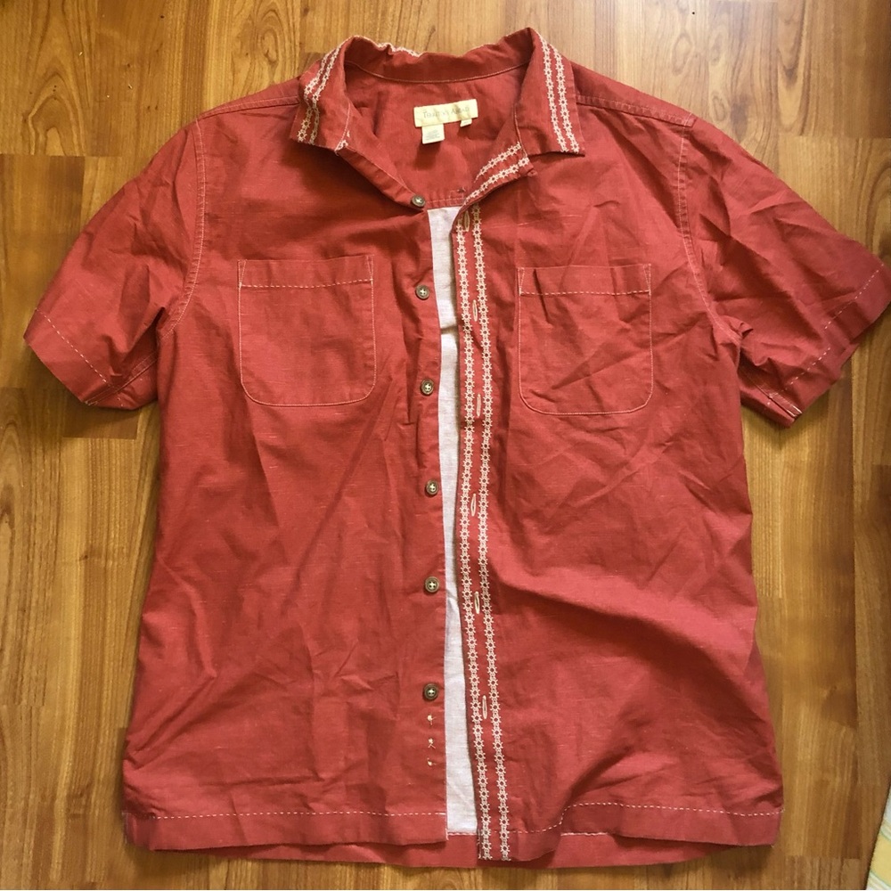 Territory Ahead Men's Red Button-Up Shirt Cotton (66%) Linen (34%) .  Beautiful